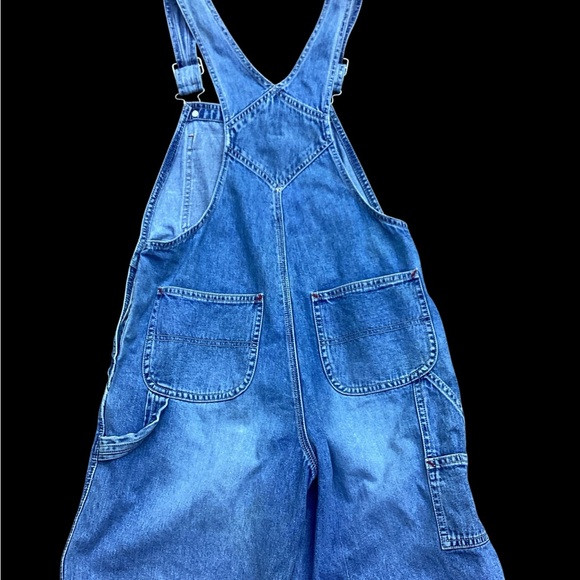 Vintage Women's Y2K GAP Blue Denim BIB OVERALLS Shortalls XL - Picture 3 of 5